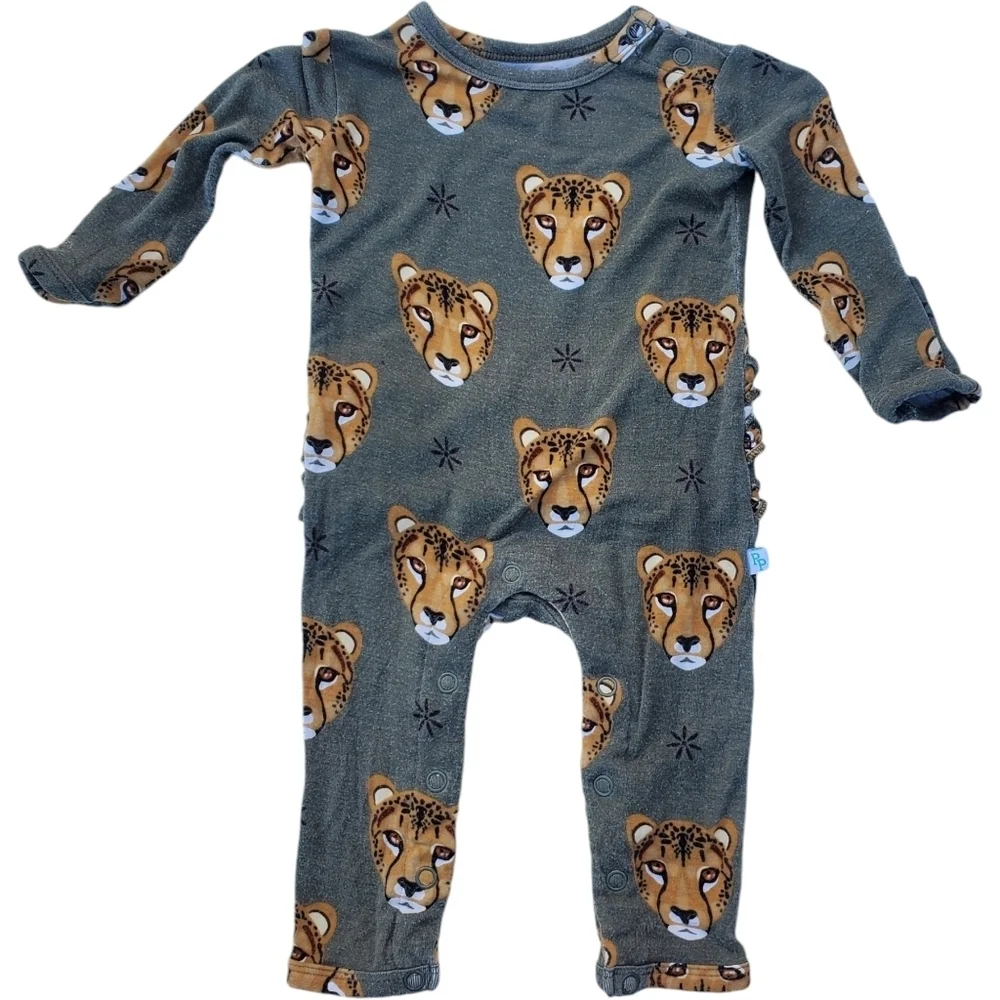 Posh Peanut Ruffled One-Piece Footless Sleeper Pajama Tiger Baby Newborn